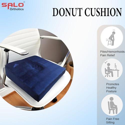 SALO ORTHOTICS SALO ORTHOTICS Donut Seat Pillow (with Covered Hole) - Useful in Maternity, Piles, Fistula, Tailbone Pain, Postpartum and Hemmorhoids (for Bodyweight Upto 125Kg Weight) | Size - XL, Color-Blue