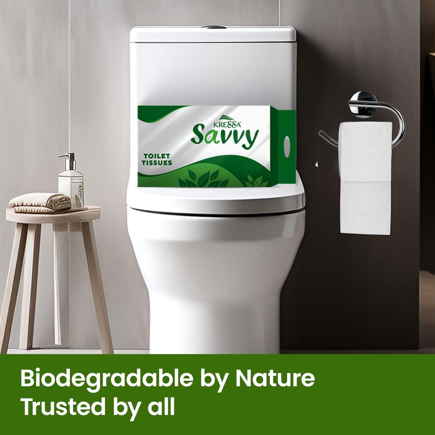 KRESSA Kressa Savvy 2 Ply Toilet paper Roll | 6 Rolls Per pack | Total 18 Rolls 3240 Pulls (Pack Of 3)