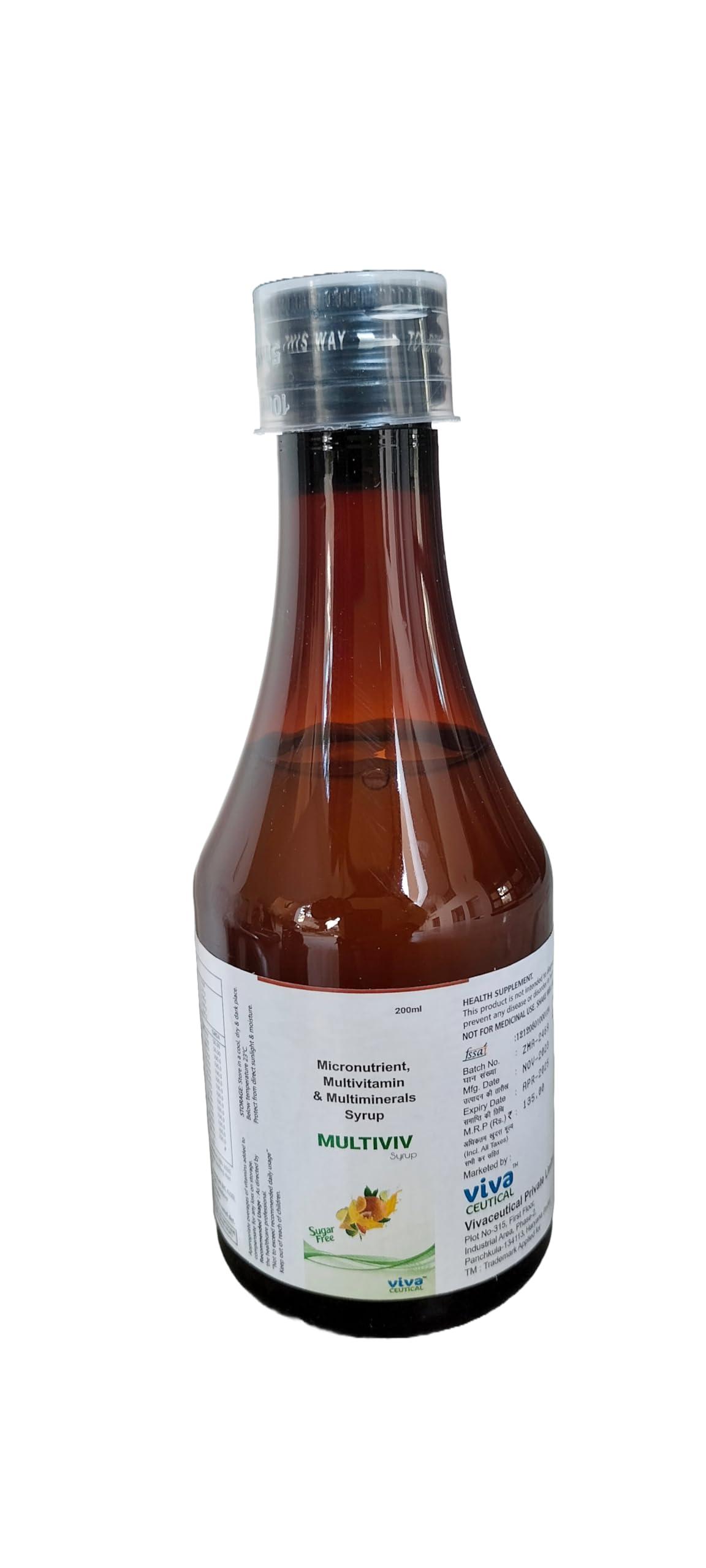 Vivaceutical Multiviv Syrup - Micronutrient, Multi-Vitamins and Multi-Minerals Syrup | 200ml