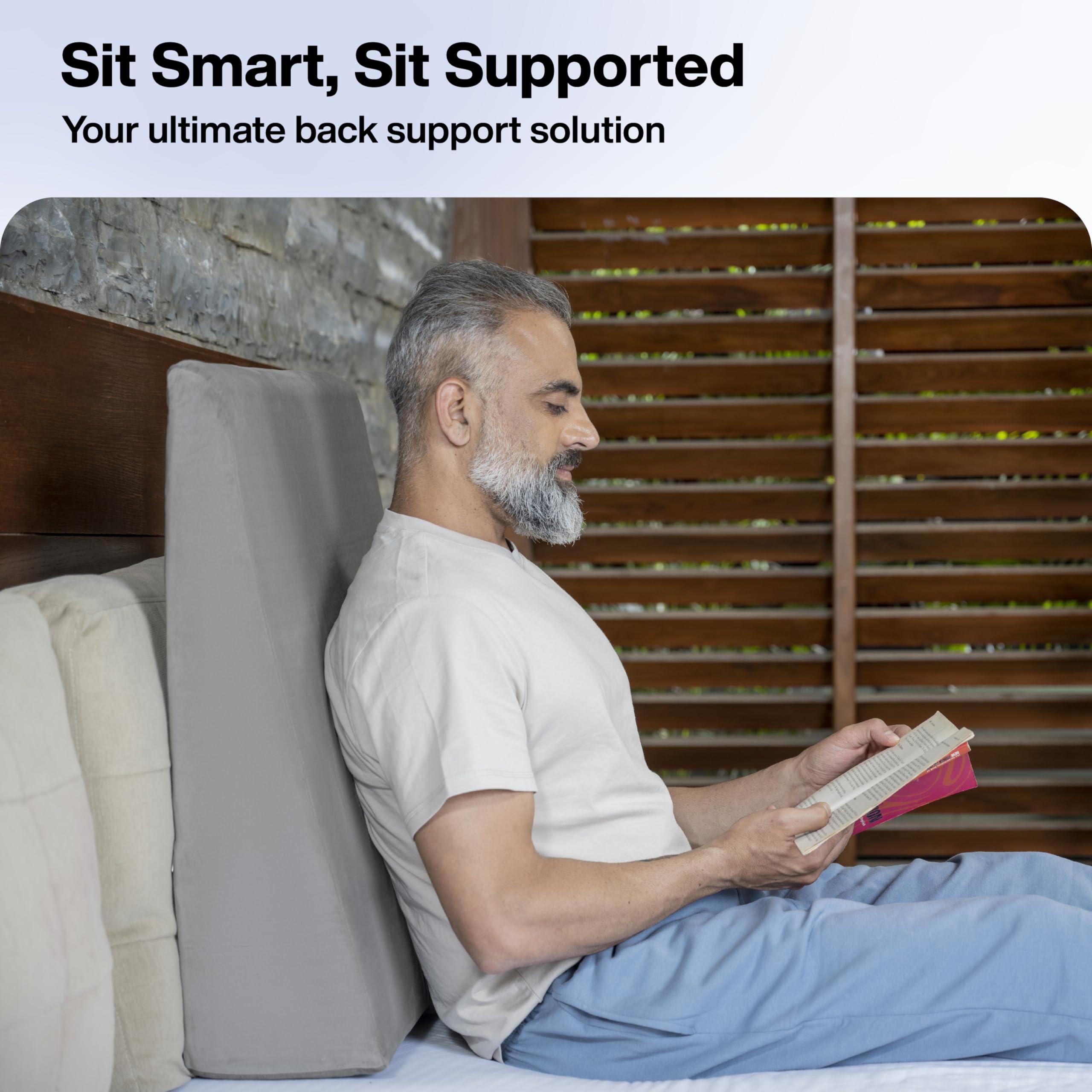 FOVERA FOVERA Wedge Cushion | 2 Years Warranty | Wedge Pillow Memory Foam for Back Support, Acid Reflux, Snoring, GERD, Leg Elevation, Pregnancy (Velvet Grey, Large 7" Height)