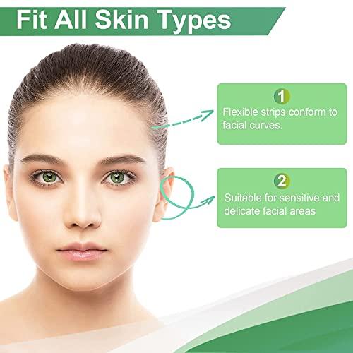 Generic 20Pcs Facial Wax Strips for Women Quick Facial Hair Removal Ready to Use Wax Strips Cold Waxing Strip for Girls Lips, Chin, Eyebrow, Nose Double Sided with 50Pcs Cotton Balls