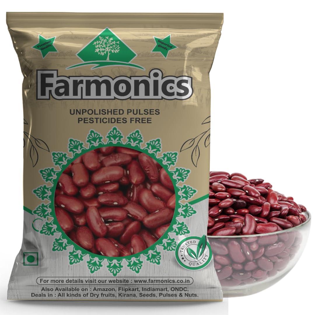 Farmonics Red Rajma (Red Kidney Beans) 1kg | Gluten Free and Unpolished | Kashmiri Rajma | Healthy Rajma
