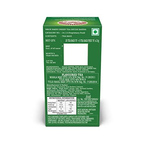 Wagh Bakri Wagh Bakri Green Tea Shudh Kahwa Tea Bag, 25 Tea Bag*2.5G, 62.5 Grams