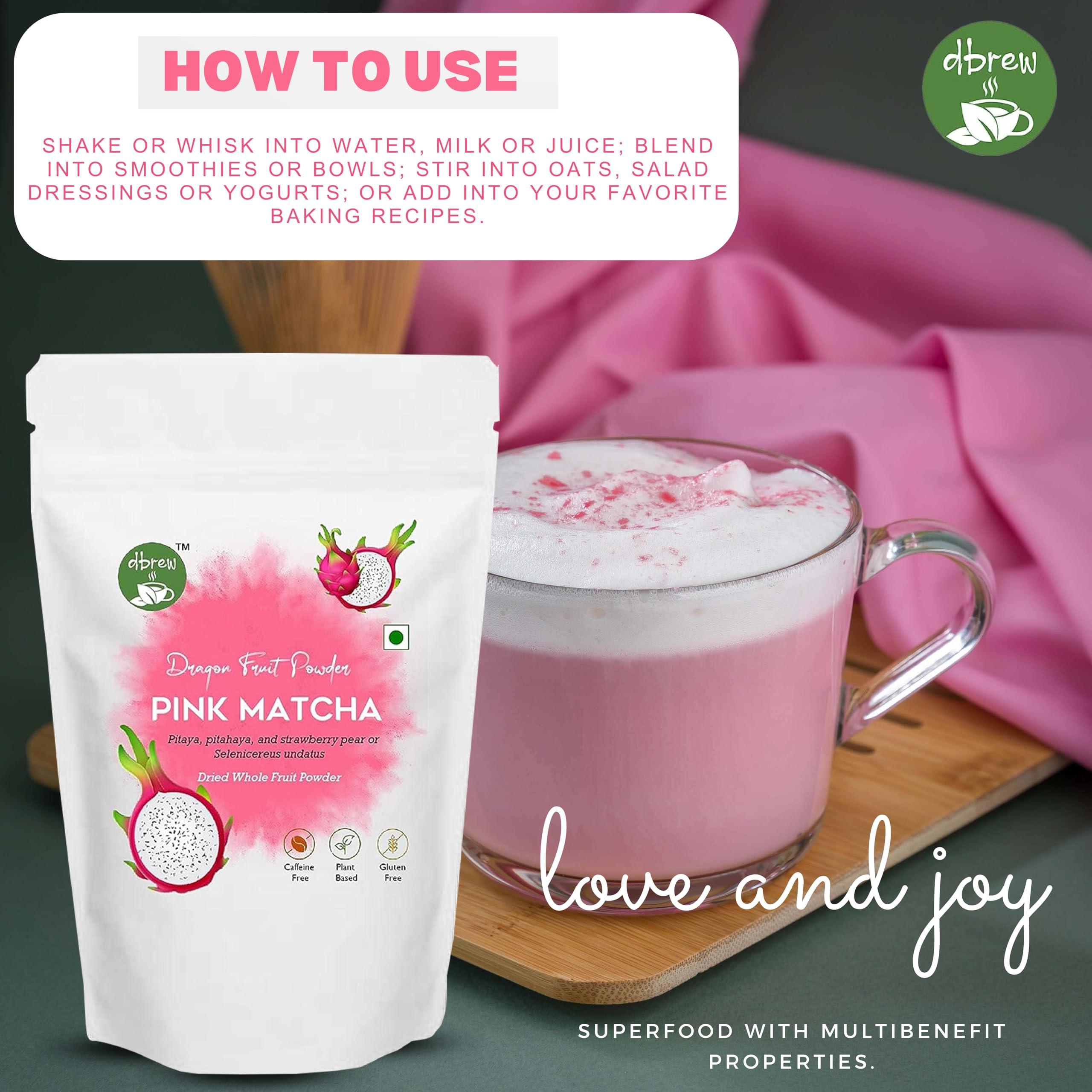 dbrew dbrew Pink Dragon Fruit Matcha (Pink Pitaya) - 30 GM - Healthy Superfood - Plant Based - Pink Matcha Powder- Vitamin C - 100% Natural