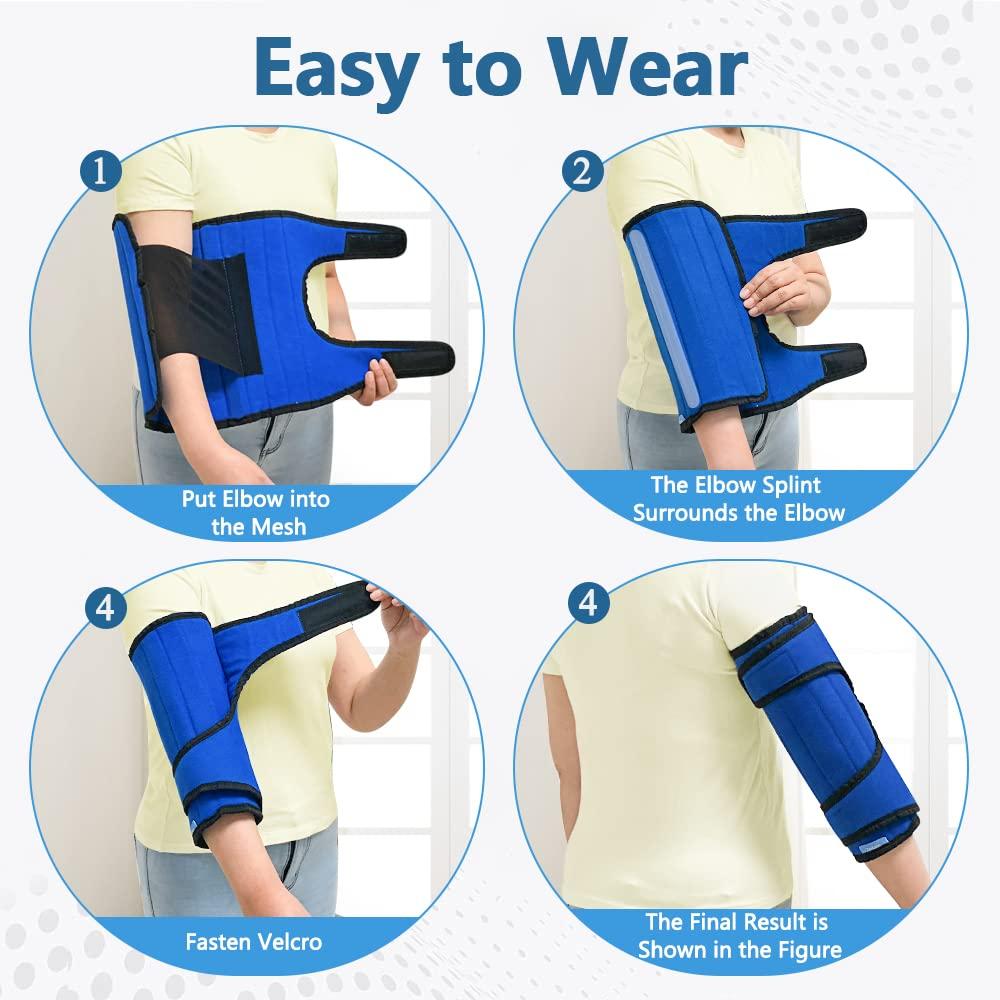 Zelen Elbow Brace Immobilizer Elbow Splint Arm Ulnar Nerve Brace Support Cubital Tunnel Fracture Elbow Braces Medical Stabilizer for Men Womens Youth Large Pm Night Time Sleeping Immobilizing Equipment (L)