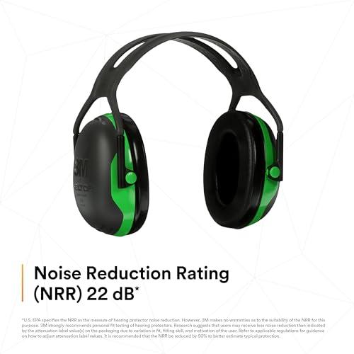 3M 3M Peltor X1A X-Series Over-the-Head Earmuffs, NRR 22 dB, One Size Fits Most, Black/Green, Pack of 1