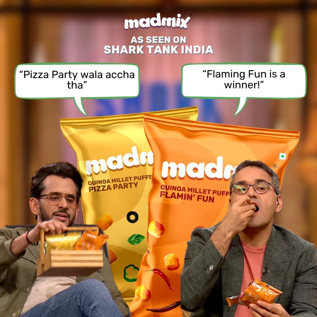 Madmix Madmix Bundle | Jowar & Quinoa Millet Puffs | All Flavors Pack of 5 Each | Baked, Not Fried | Protein-Packed | Healthy Snacks | Gluten-Free | No preservatives or Trans Fat | Pack of 25 (20g x 25)