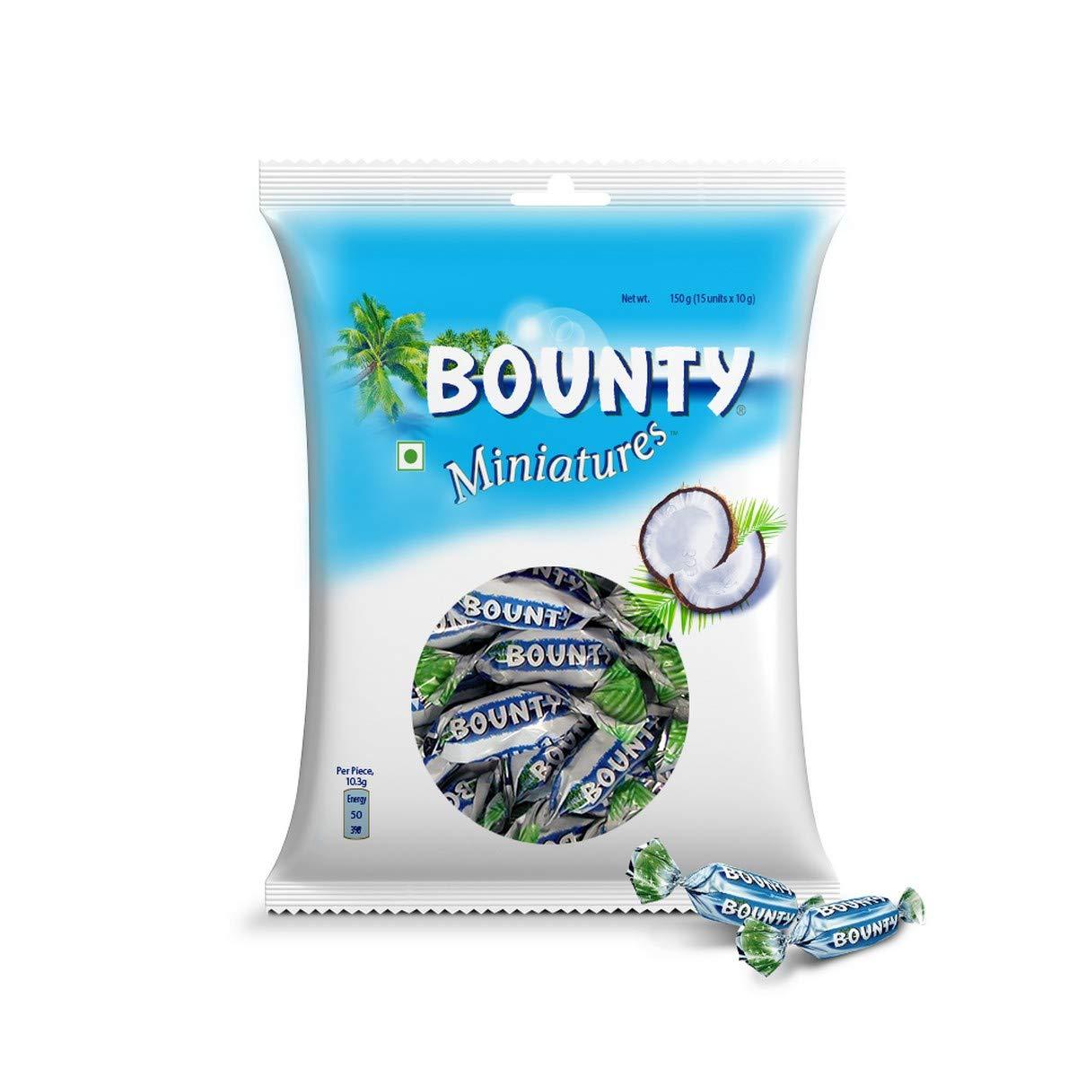 Bounty Bounty Chocolate Miniatures, 150g Pouch (15 Pieces)