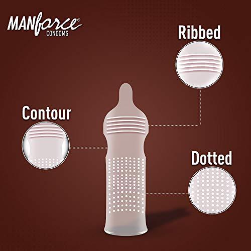 Manforce Manforce 3 in 1 Wild Condoms (Ribbed, Contour, Dotted), Chocolate Flavoured- 10 Pieces (Pack of 4)