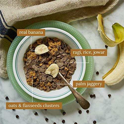 MONSOON HARVEST Wingreens Monsoon Harvest Choco Chip Oats Clusters & Ragi Flakes with Banana, 1 Kg| Oats, Flax Seeds, Granola| Breakfast Cereal