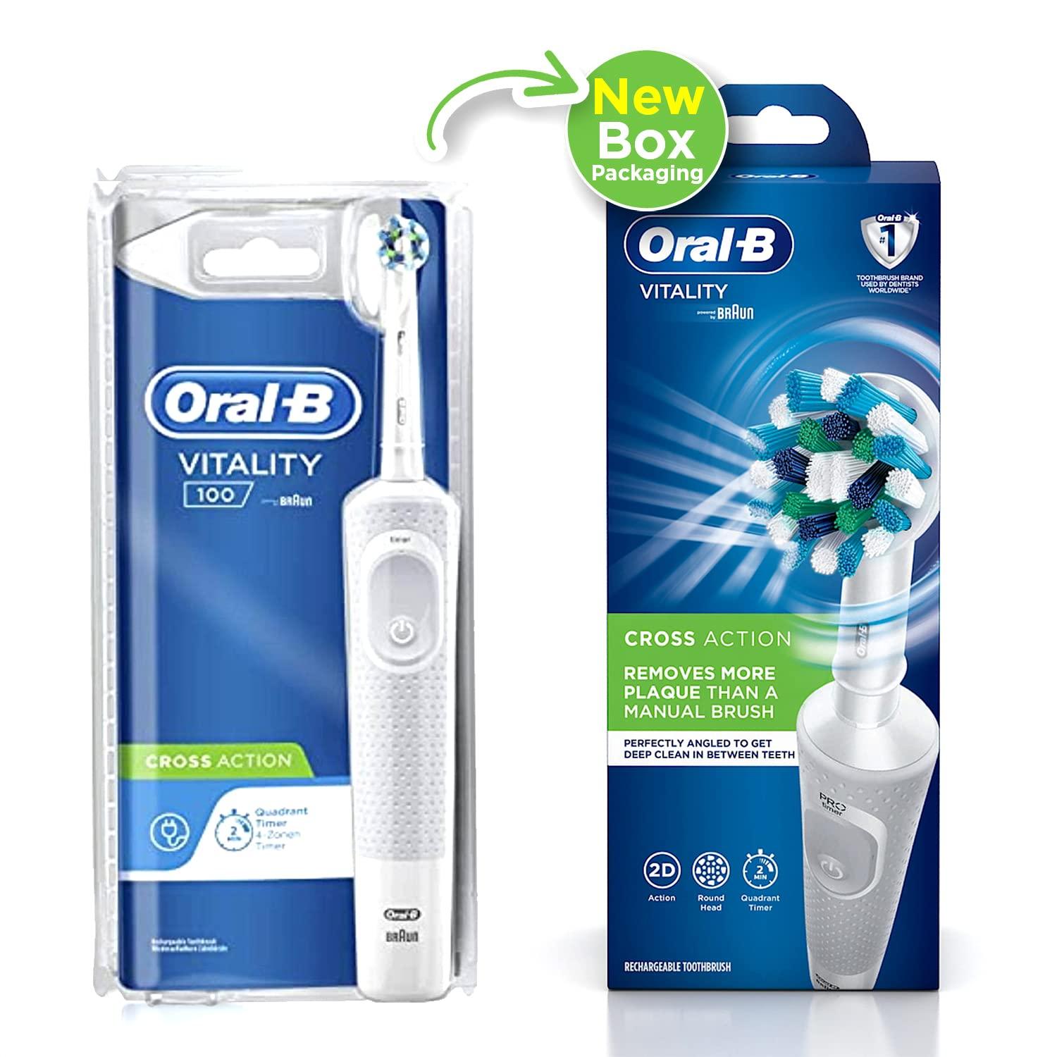 Oral-B Oral-B Adult Vitality 100 White Criss Cross Electric Rechargeable Toothbrush Powered By Braun & Cross Action Battery Powered Toothbrush-Oral Care Combo, 1 count