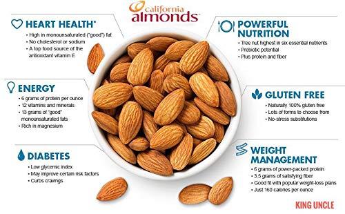 King Uncle KINGUNCLE's California Almond Kernels (Badam Giri), 500 Grams (2 Packs of 250 Grams Each), Vacuum Pack