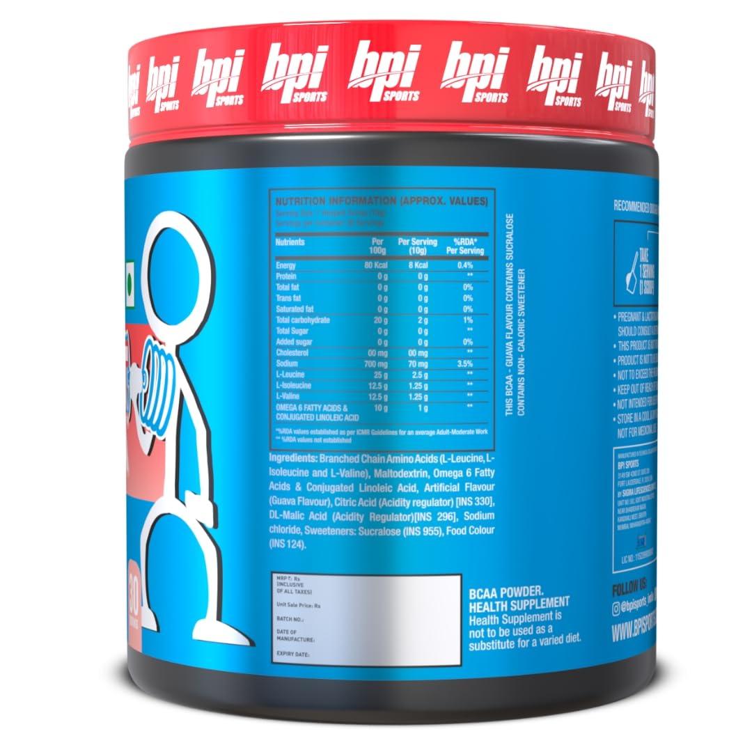 BPI Sports BPI Sports Best BCAA - BCAA Powder - Branched Chain Amino Acids - Muscle Recovery - Muscle Protein Synthesis - Lean Muscle - Improved Performance - Hydration - Guava - 30 Servings - 300 gram.