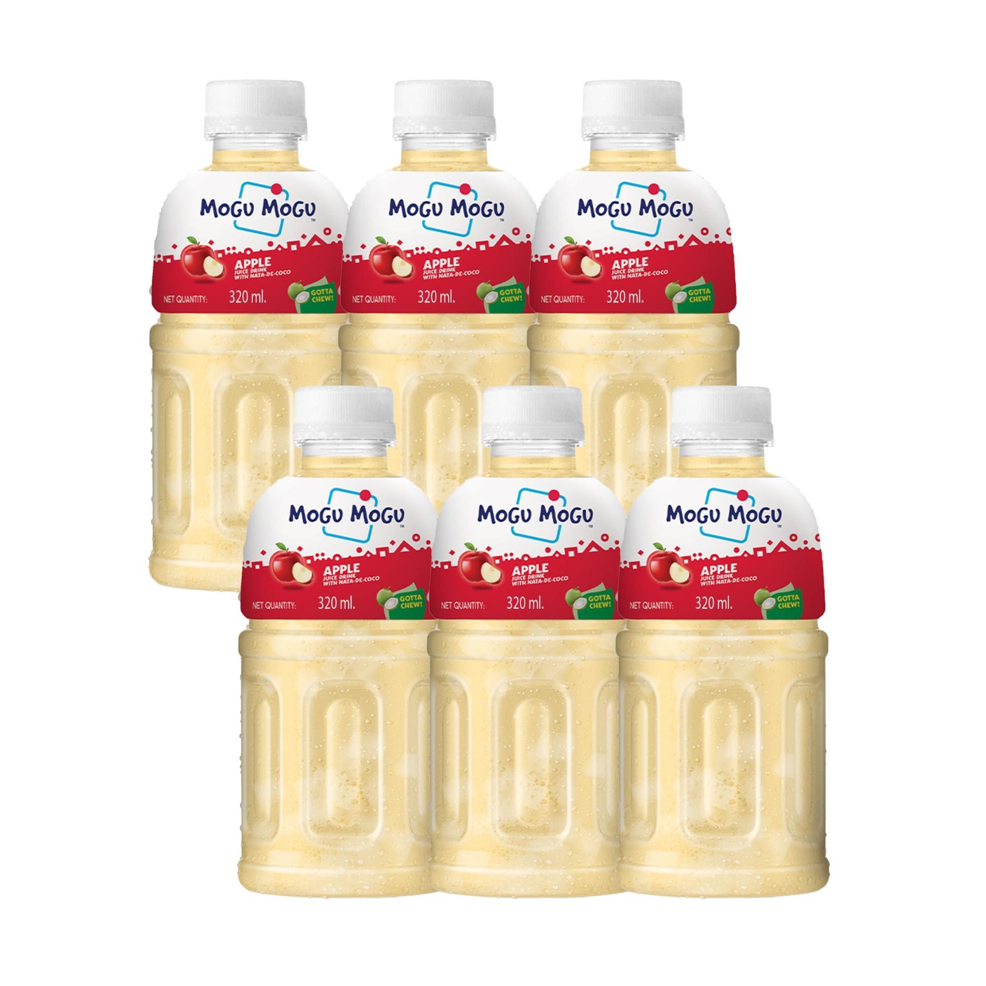 Mogu Mogu Mogu Mogu Apple Juice with 25% NATA De Coco | Energy Booster Drink | Full of Fruit Fibres | No Added Preservatives and Colours -300ml (Pack of 6)