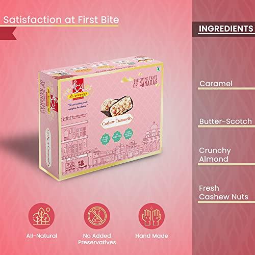 Sri Annapurna Sri Annapurna Cashew Caramello Sweets Box Healthy & Tasty Indian Mithai Delicious Cashew Caramello Mithai Box Suitable for Any Occasion Made up of Pure & Natural Ingredients (Weight- 500 Gms)
