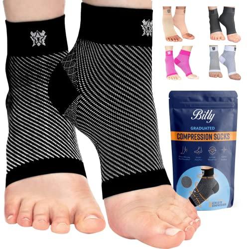 Bitly Bitly Bitly Plantar Fasciitis Compression sleeves - Better than Night Splint Socks, Shoe, Insoles, Inserts & Orthotics for Foot, Ankle Pain Relief for men, women, nurses, maternity, pregnancy, running & heel spur