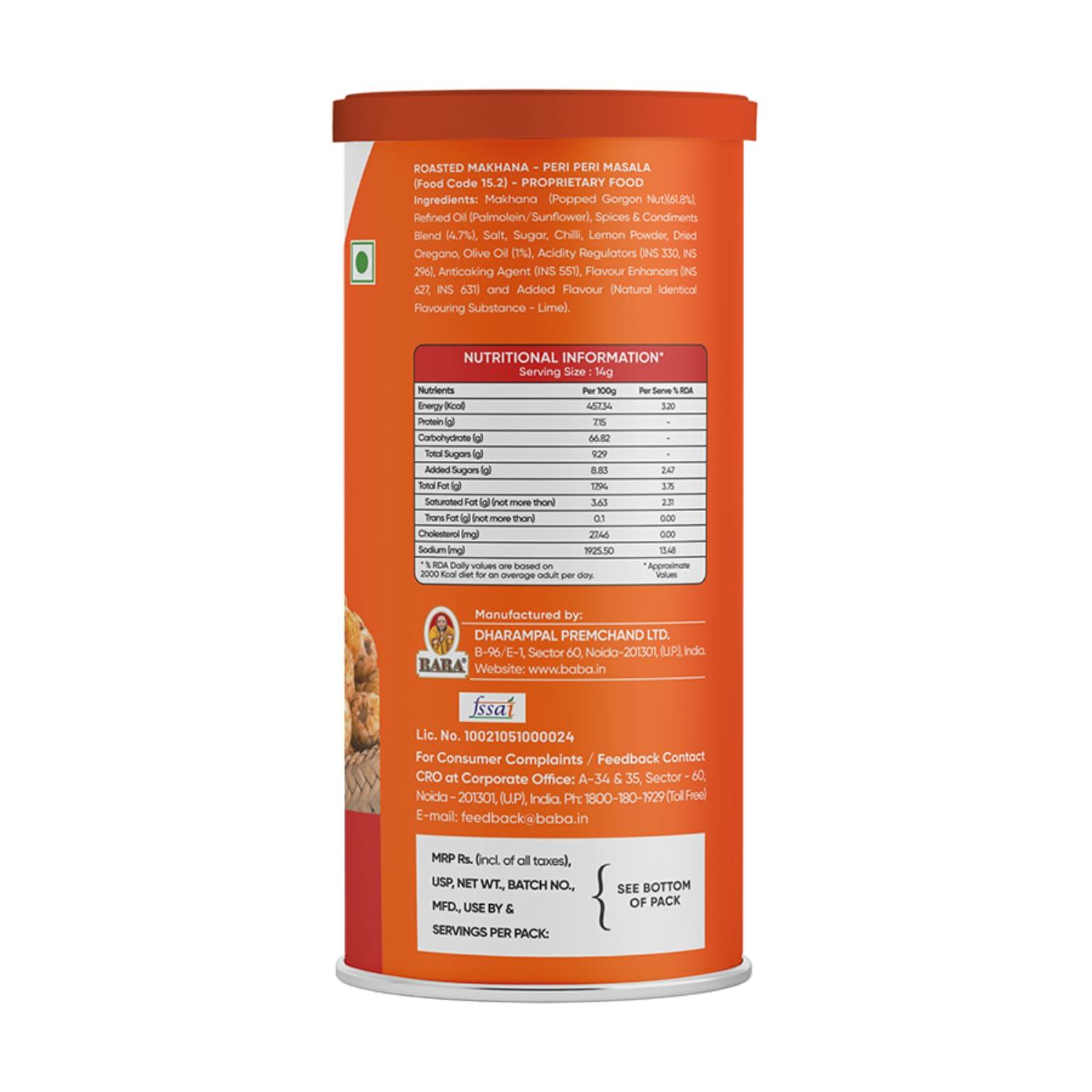 Snack Factory Snack Factory Makhana (Peri Peri Masala, Pack of 3, 80gm each) | Roasted Makhana for Healthy Snacking | No Preservatives | Flavored Makhana - Perfect for guilt-free snacking!