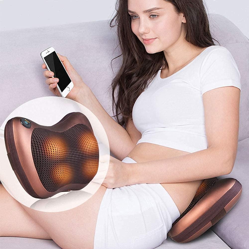 GETZET GETZET Car Massager Electric Pillow Personal Back Pain Relief, Neck Back Massager Full Body Anti-Stress Pain Relief Massager Pillow with 8 Ball For Home Office.