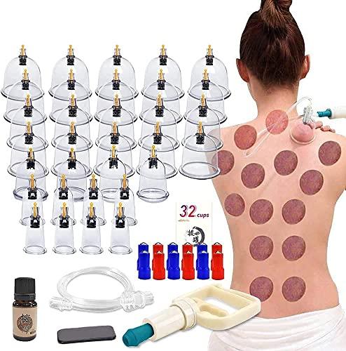 Generic Hijama 12 Cupping Cups Bio Magnetic Traditional Chinese Therapy Cupping Set Household Pull Out Vacuum Cupping Kit/Chinese Massage Medical Cupping Set Suction Acupuncture with Extension Tube