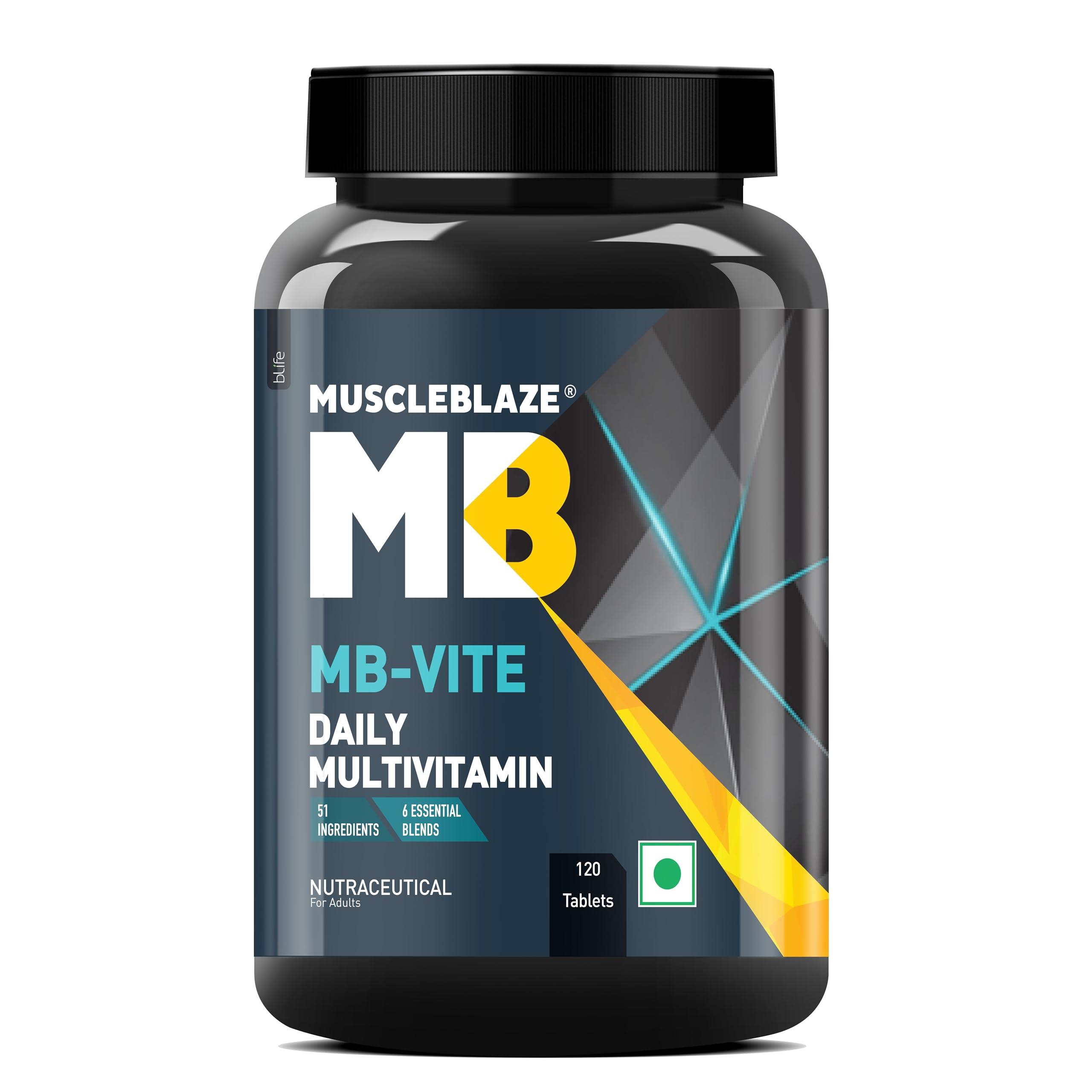 MuscleBlaze MuscleBlaze MB-Vite Daily Multivitamin (120 Tablets) | With 51 Ingredients & 6 Blends | Vitamins & Minerals, Prebiotic & Probiotics, Amino Acid Blends | For Energy, Stamina & Recovery