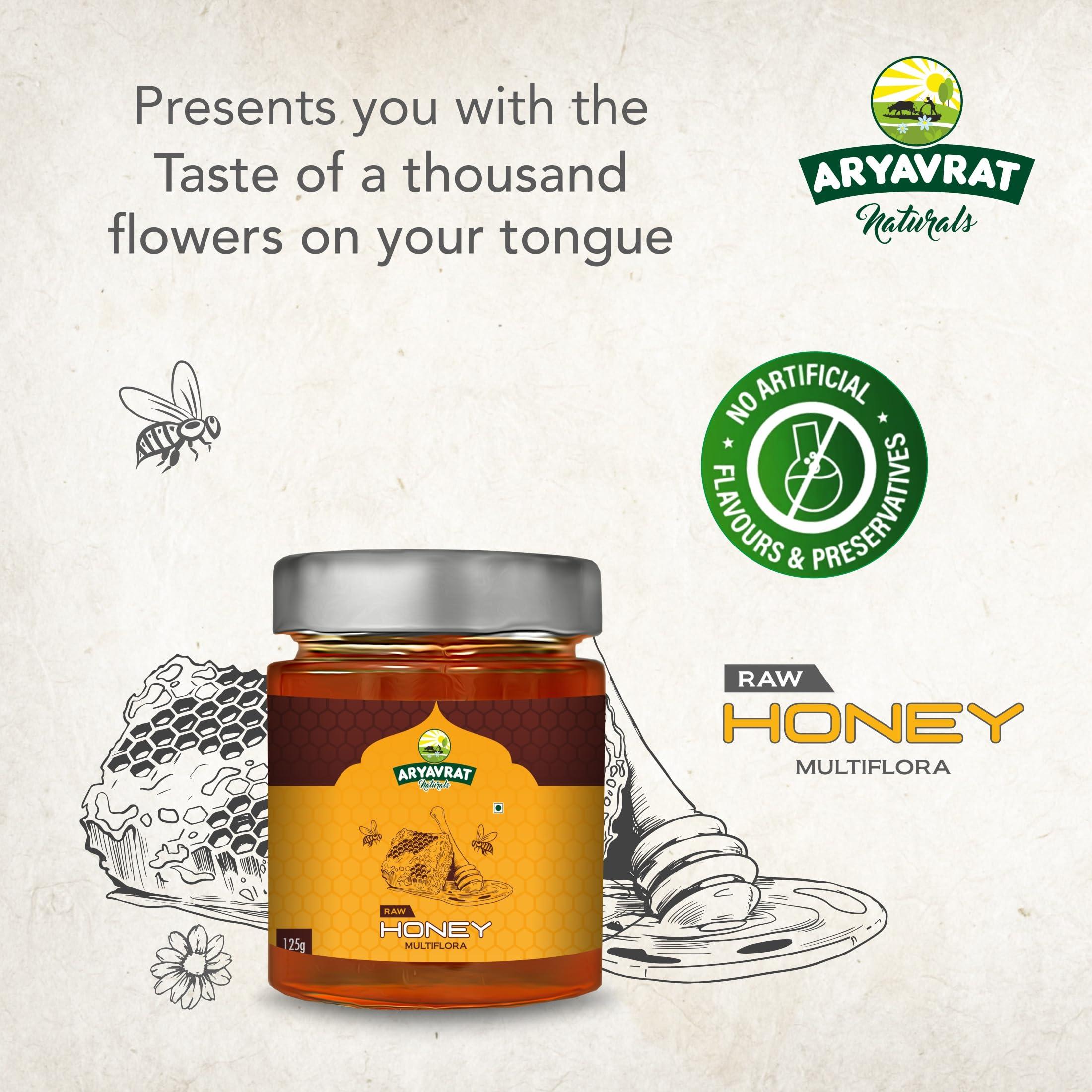 ARYAVRAT NATURALS ARYAVRAT NATURALS - Raw Organic Honey 500g Glass Jar | National & Unprocessed Honey | Original Multiflora Honey | 100% Pure Honey & Natural Immunity Booster - Unprocessed & Healthy