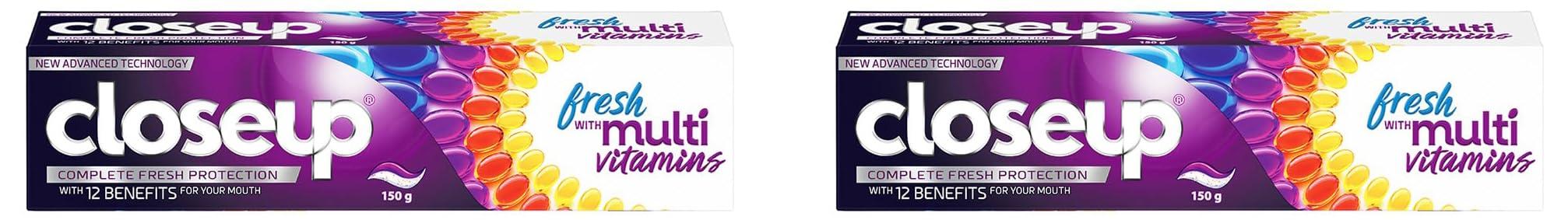 Close Up Close Up Complete Fresh Protection Toothpaste| From India\'s No.1 Gel Toothpaste, Oral Care| With Multi-Vitamin Formula, 150 G (Pack Of 2)