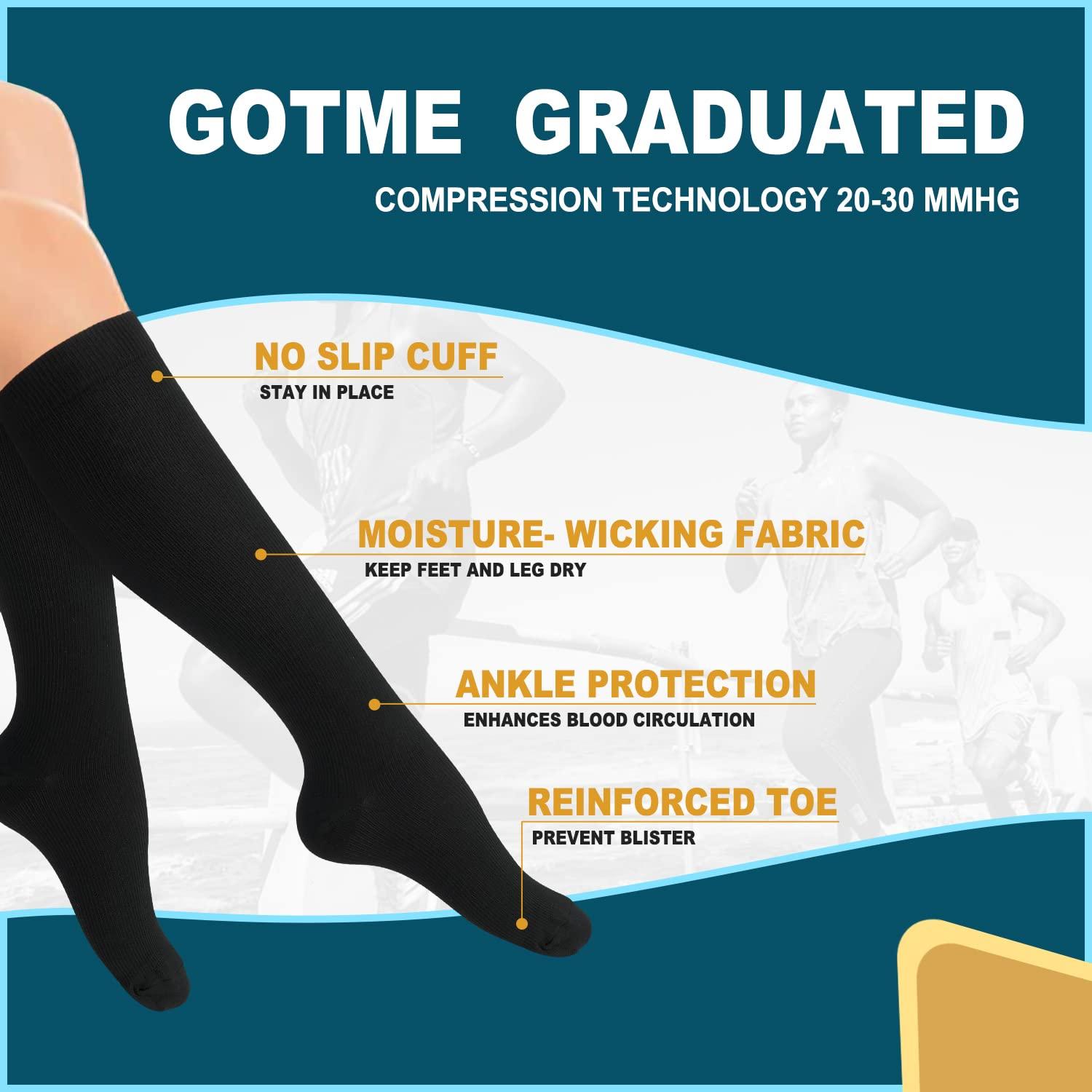 Iseasoo Iseasoo 6 Pairs Compression Socks for Women & Men Circulation,20-30 mmHg Nursing Socks Best for Running,Athletic,Hiking,Travel(Small/Medium)