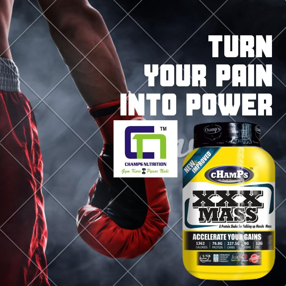 CHAMPS NUTRITION CHAMPS NUTRITION XXX MASS 1.8 kg (4 lbs) Weight Gainers/Mass Gainers (1.8 kg) (Vanilla)