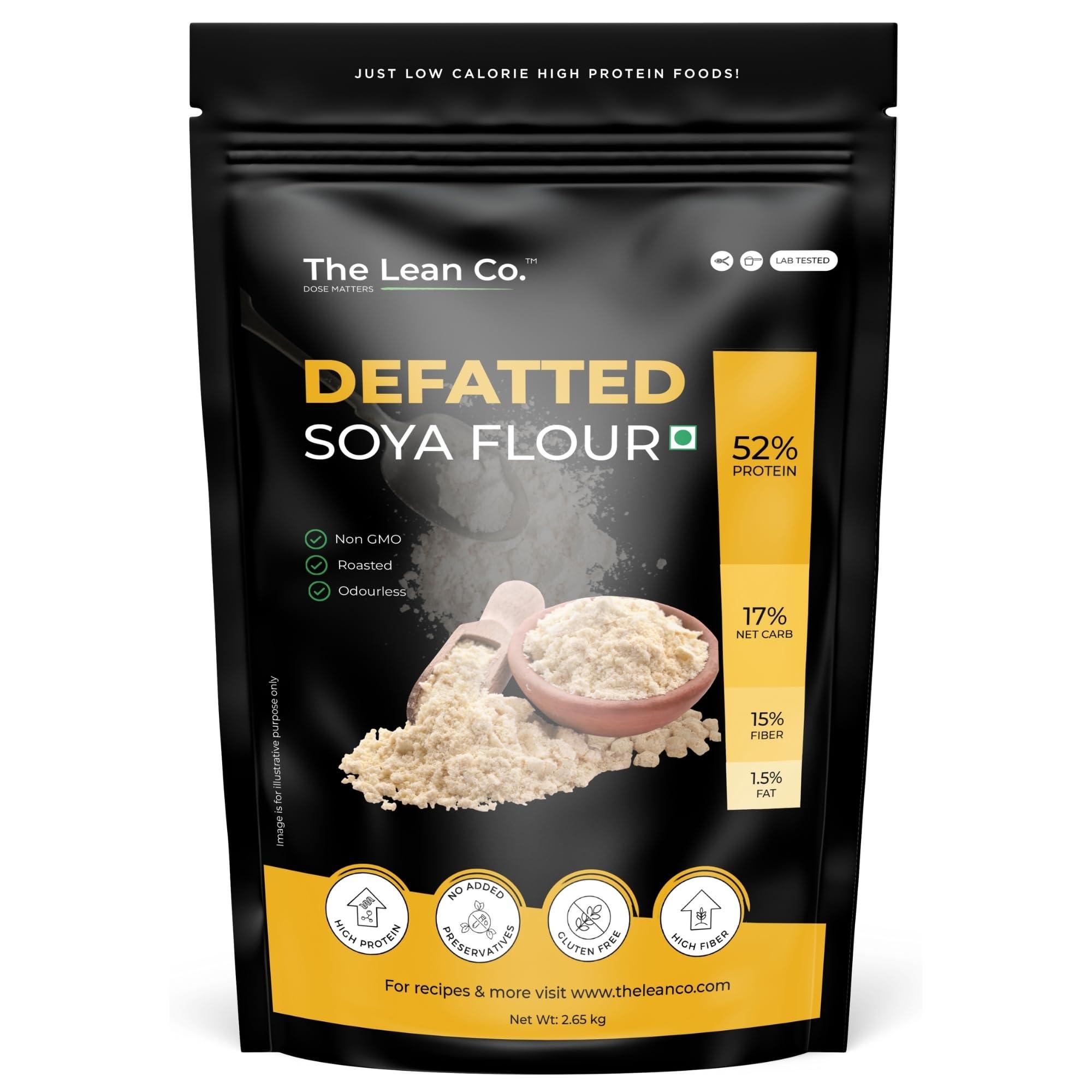 The Lean Co. The Lean Co. Defatted Soya Flour (2.65 kg) | 52% Protein, 1.5% Fat | Lab Tested | No Preservatives | Gluten Free | Rich in Micro Nutrients