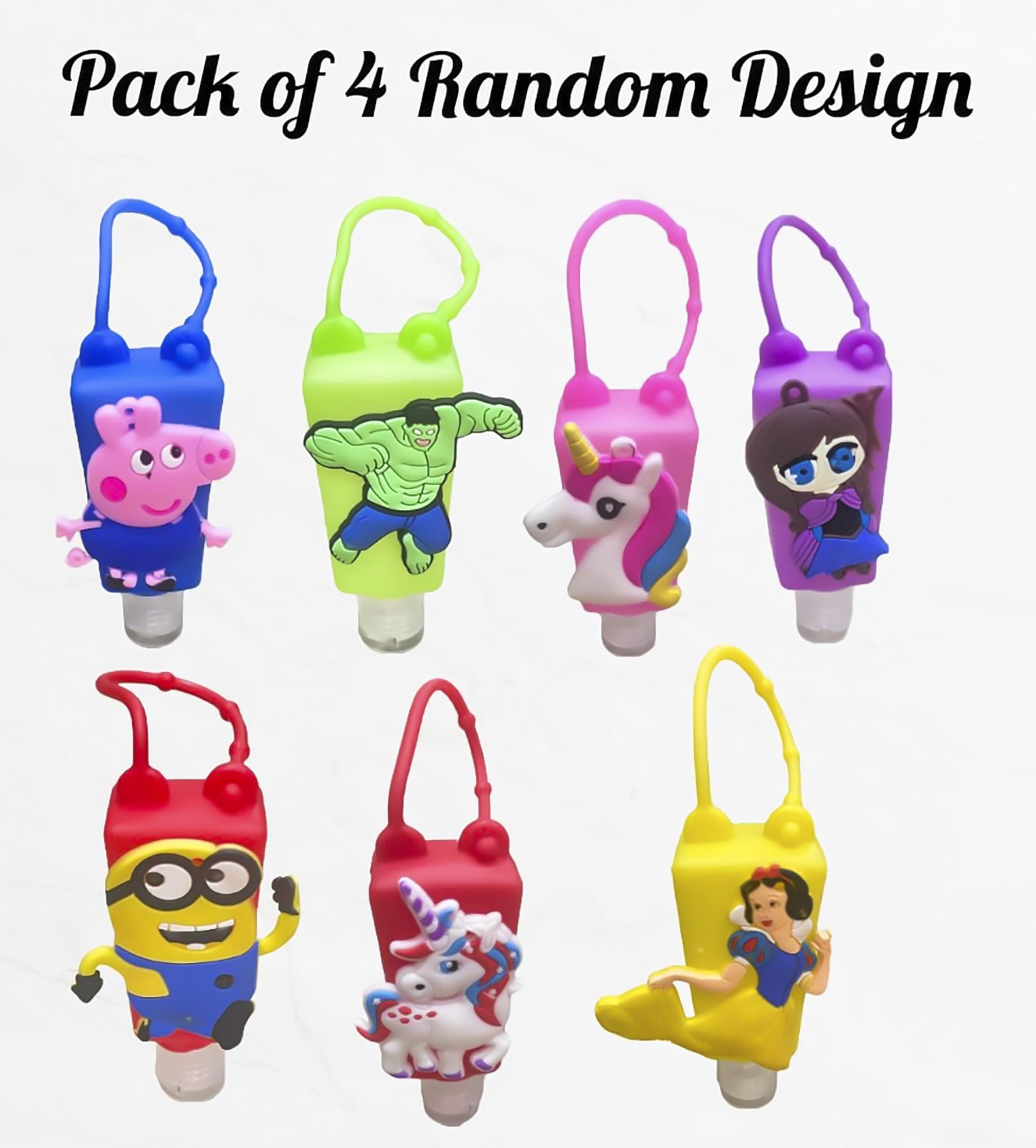 FETE PROPZ FETE PROPZ Hand Sanitizer Silicon Holder Keychain Empty For Travel Backpack Kids Small Hand Sanitizer Bottles Portable Refillable Hand Sanitizer Keychain Holder Case(Random 4 pcs)