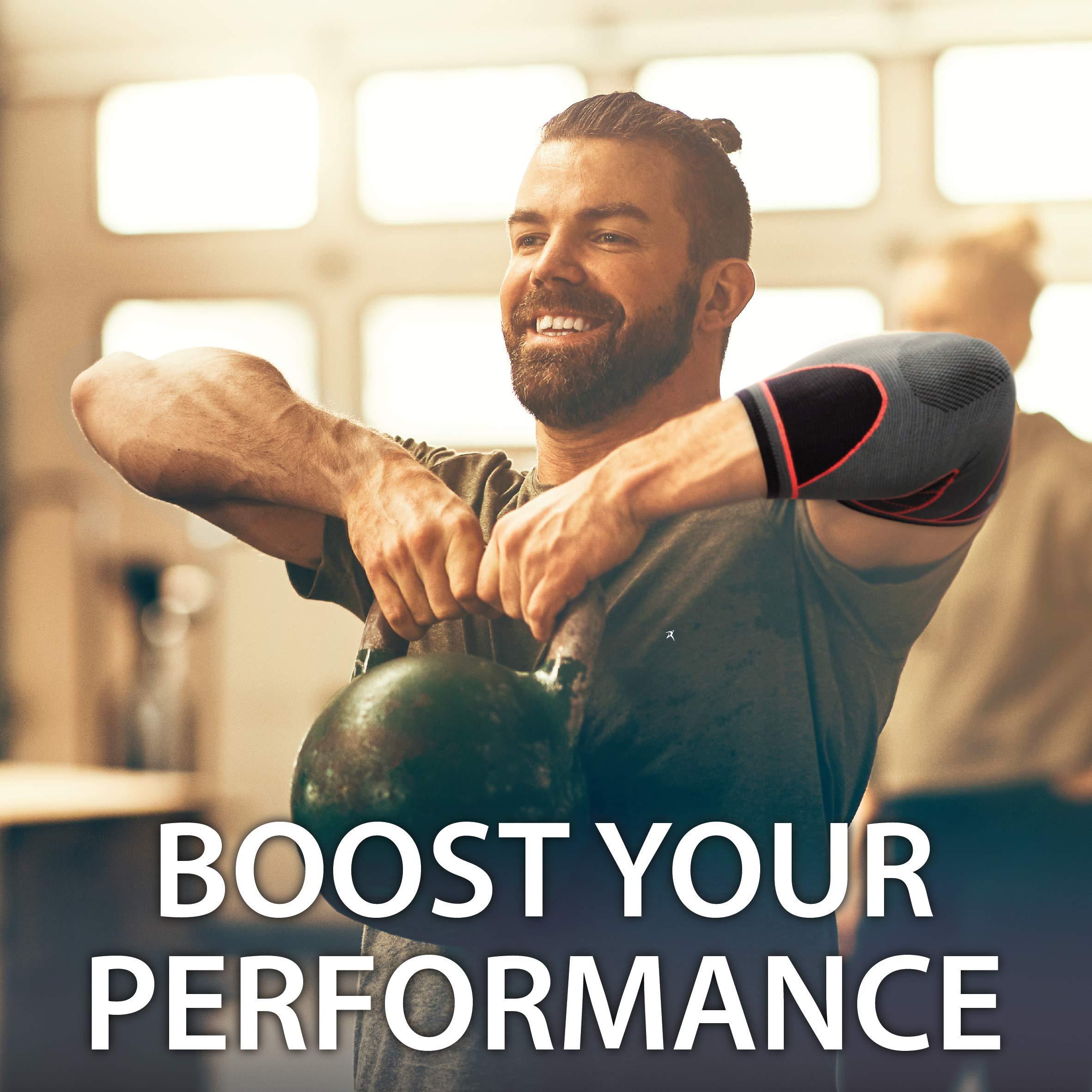 Rymora Rymora Fitness Elbow Brace- L, Compression Support Sleeve for Tendonitis, Tennis Elbow, Golf Elbow Treatment, Weightlifting & Weak Joints - Reduce Joint Pain During Any Activity!