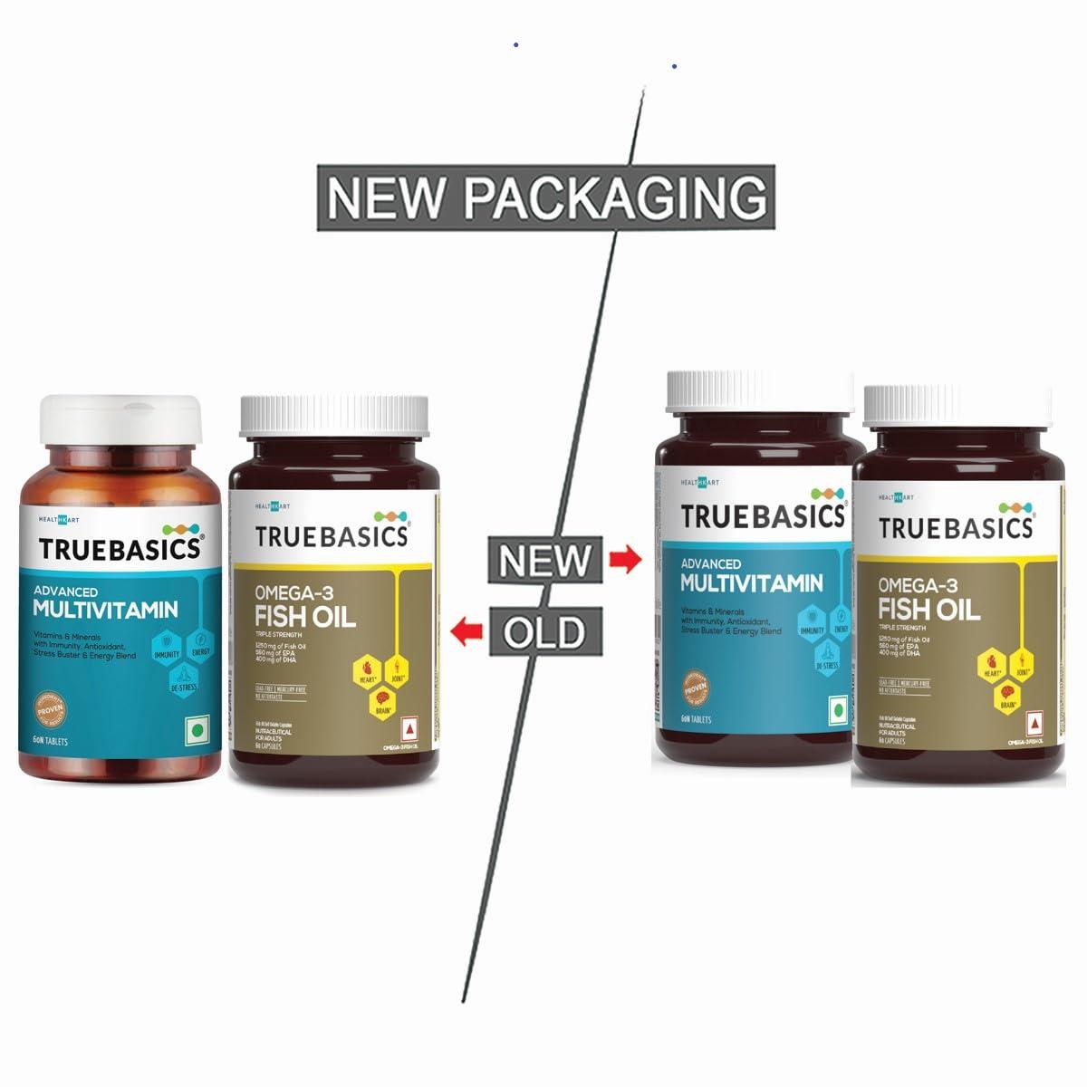 TrueBasics TrueBasics Advanced Multivitamin For Men & Women (60 Tablets) & Omega 3 Fish Oil (60 Capsules) | Combo Pack