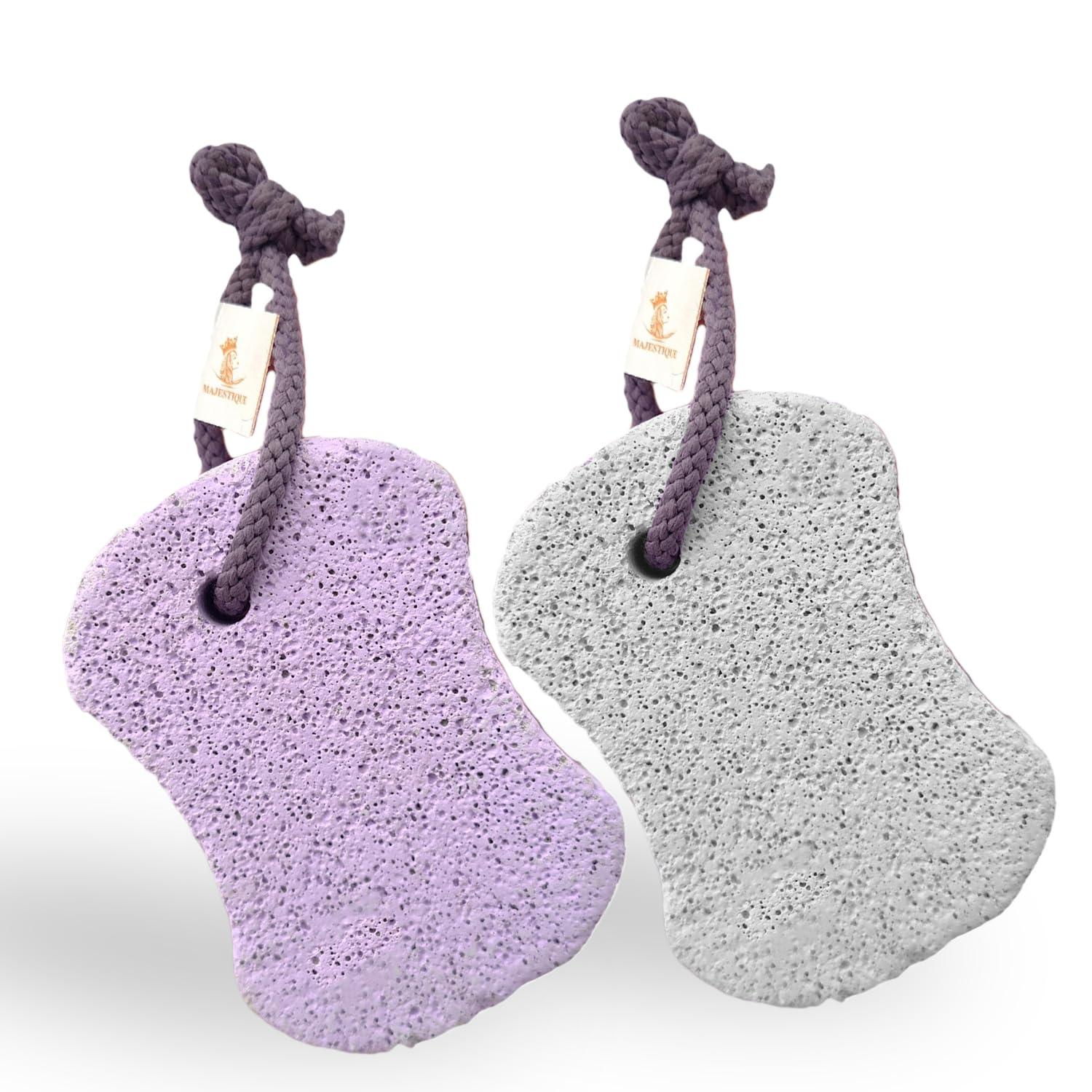 MAJESTIQUE Pumice Stone for Feet 2 pcs, Majestique Natural Lava Pedicure stone for Body, Bath Stone, Pumice Stone Remove Dead Skin for Hand, Pubic Stone Scrubber Foot Stone Exfoliating, Foot, Elbows