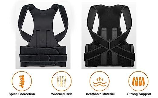 XSOURCE XSOURCE Back Support Belts Posture Corrector Back Brace, Improves Posture and Provides For Lower and Upper Back Pain Men and Women, Back Support Belt For Back Pain,(Black) SH24 (Large, 88-97cm)