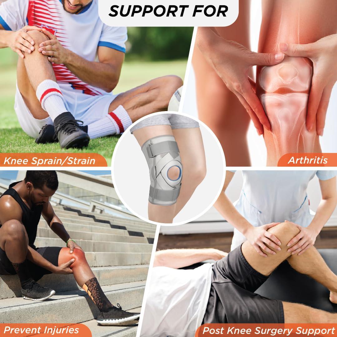 Vissco Vissco Neoprene Hinged Patella Knee Brace (Moderate Support), Knee Support for Pain Relief, Knee Injury Braces for Walking, Running, Gym, Workout - (CLOSED TYPE) - Small (Grey)