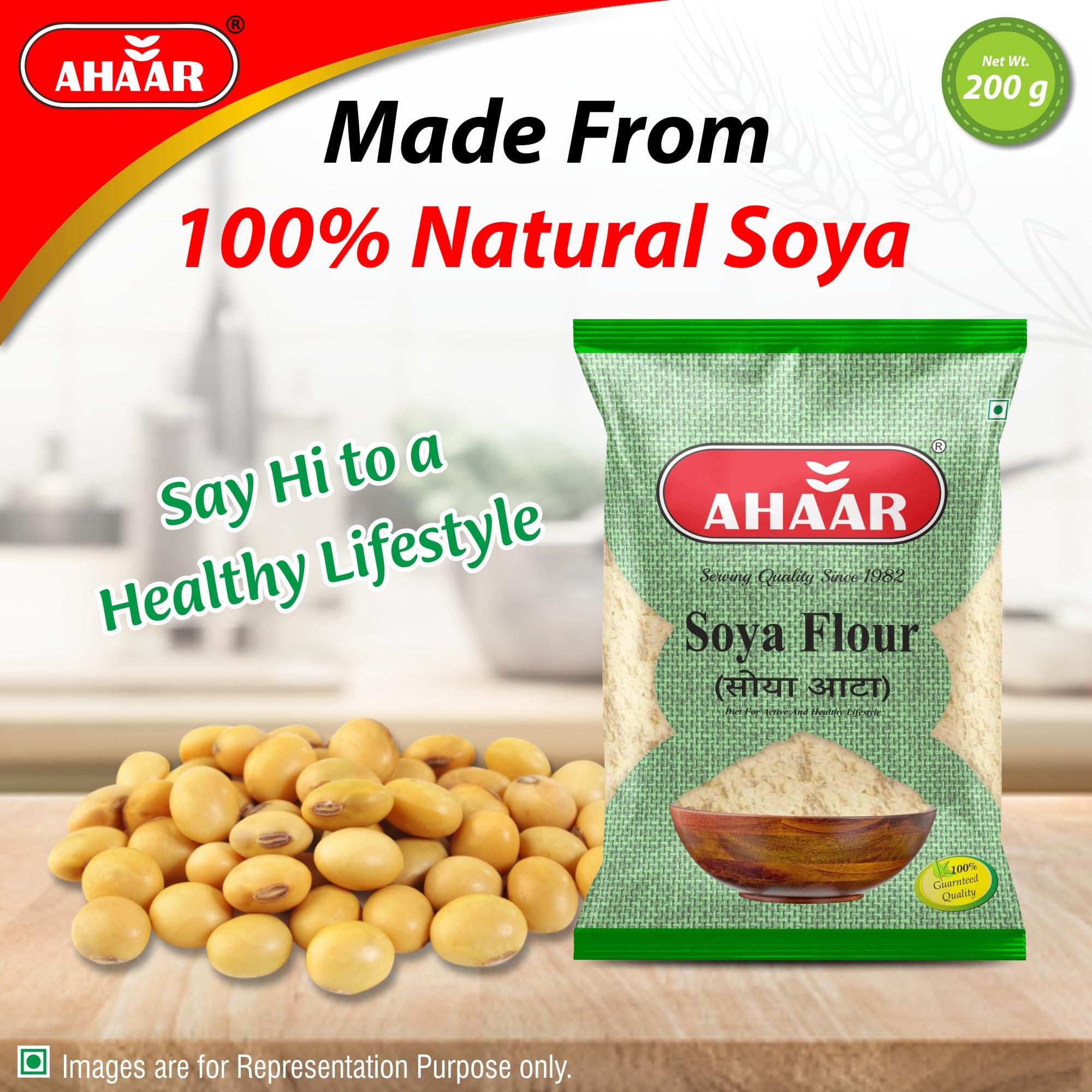 AHAAR Ahaar Healthy Soya Flour 200g | Soyabean Atta | High Protein and Dietary Fiber