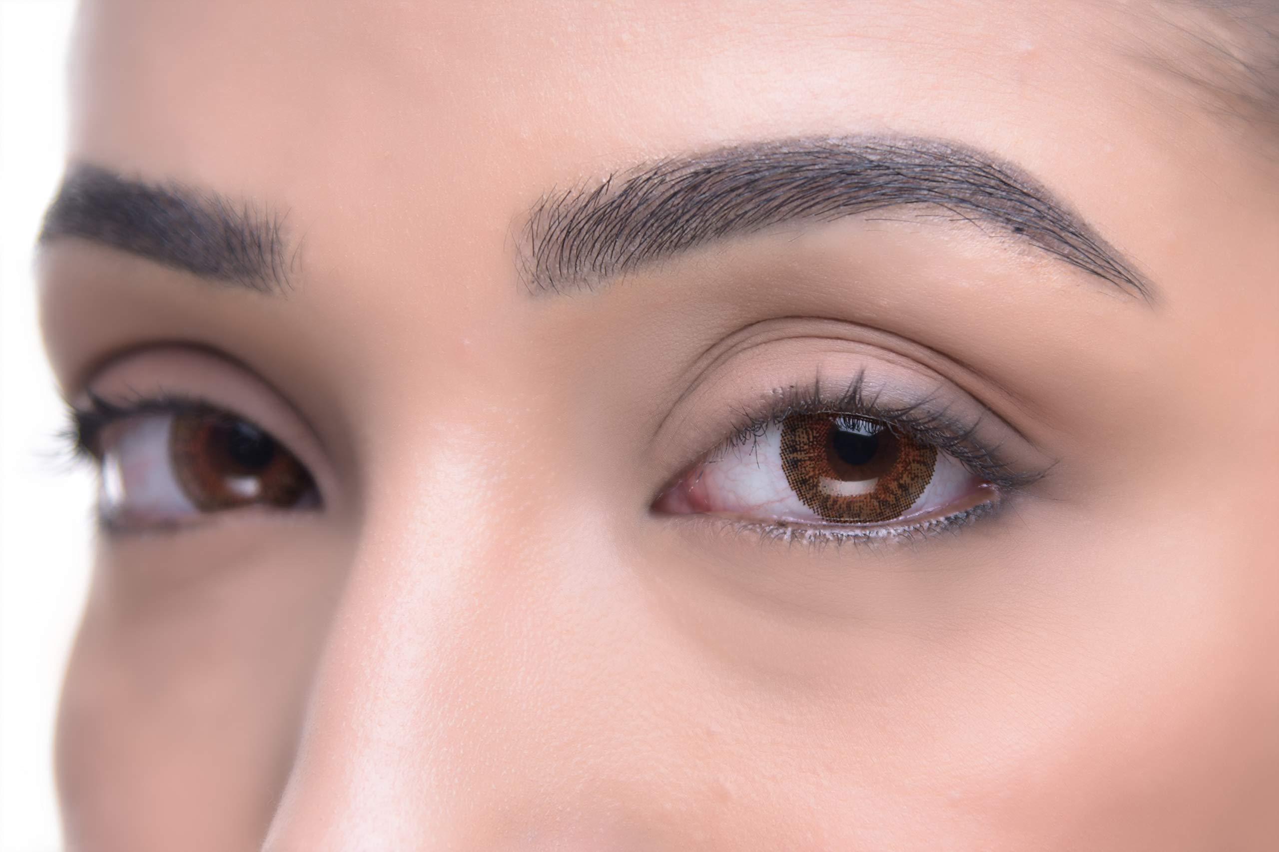 PURECON Purecon Natural Eyes coloured eye lens Soft Cosmetic Lenses for eyes (2 Lenses/Box) (Honey), with Complementary Welcome Kit