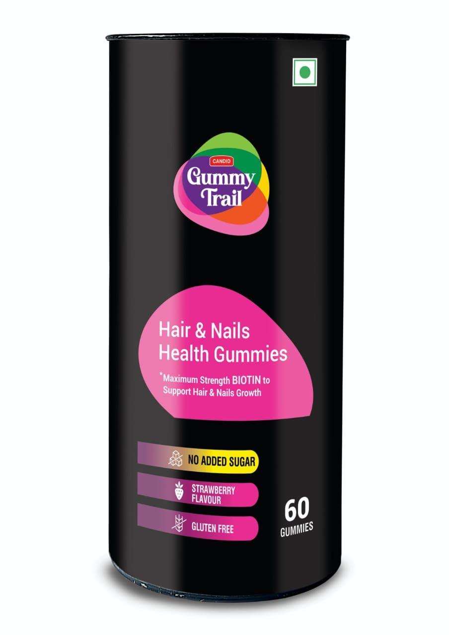 Gummy Trail Gummy Trail Combo of Date Bites and Hair & Nail Health Gummies | Strawberry Flavour Gummies Enriched with Biotin | Khajoor Bites Rich in Protein and Dietary Fibres | Combo of 60 Gummies + 15 Bites