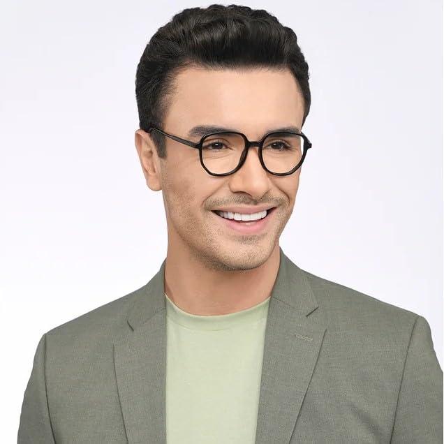 LENSKART BLU LENSKART BLU | Zero Power Blue Cut Computer Glasses | Anti Glare, Lightweight & Blocks Harmful Rays | UV Protection Specs | Black | Men & Women | Small | LB E16059