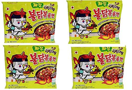 Sam Yang Sam Yang Samyang Jjajang Hot Chicken Flavour Ramen Instant Korean Noodles - 140Gm*4Pack (Pack Of 4) (Imported)