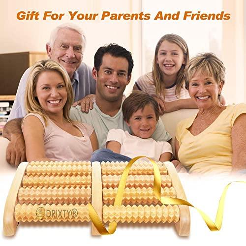 DRIXTY DRIXTY Premium Dual Foot Massager Roller, 10 Rollers, Pure Natural Wooden Foot Massager Roller for Plantar Fasciitis, Heel, Arch Pain. Relaxation Gifts for Women, Men. Practical Gifts