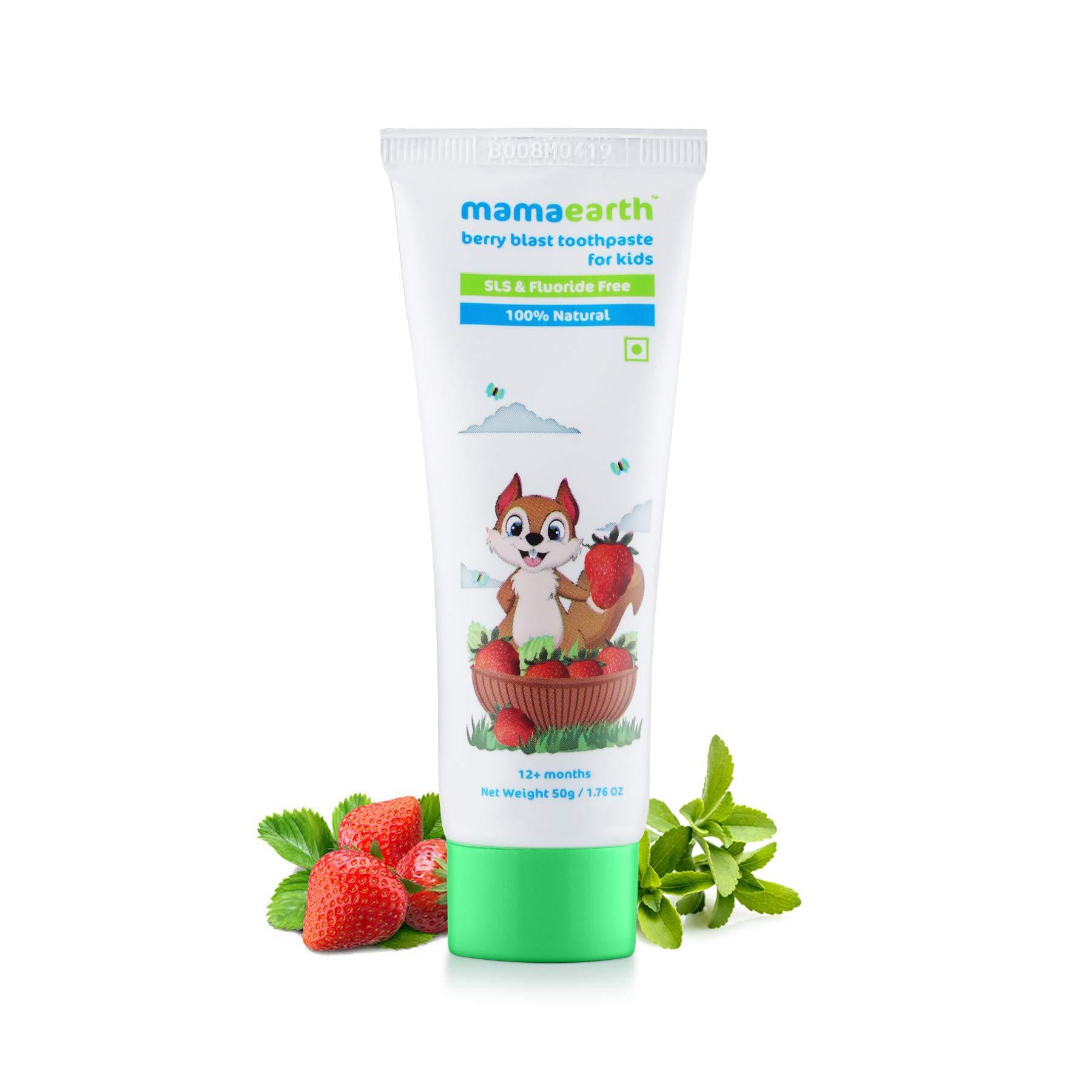 Mamaearth Mamaearth 100% Natural Berry Blast Kids Toothpaste 50 Gm,Fluoride & Sls Free,No Artificial Flavour & Mamaearth Natural Toothpaste, Orange Flavour, Sls Free,With 750 Ppm Fluoride, 4+ Years,Plant Based
