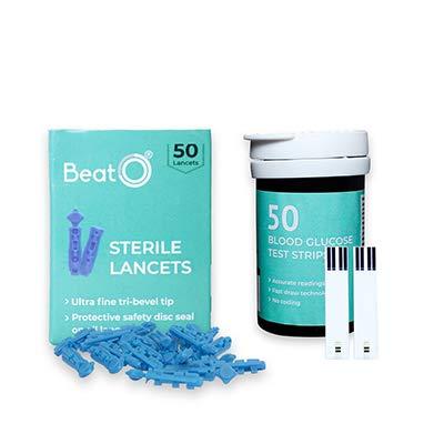 Beato BeatO CURV - Blood 100 Glucose Test Strips & 100 Lancets