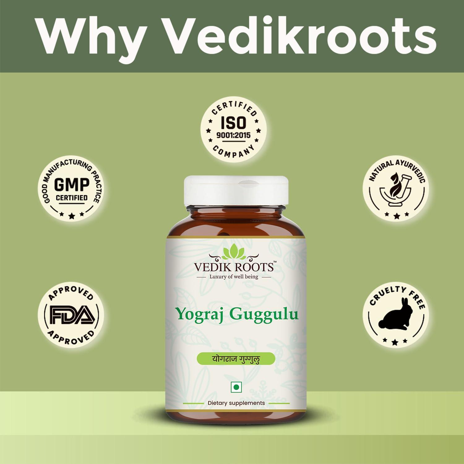 VEDIKROOTS Vedikroots Yograj Guggulu - Ayurvedic Supplement For Joint Pain | Relief From Joint Discomfort | For Swelling & Stiffness | 60 Tablets (Pack of 1)
