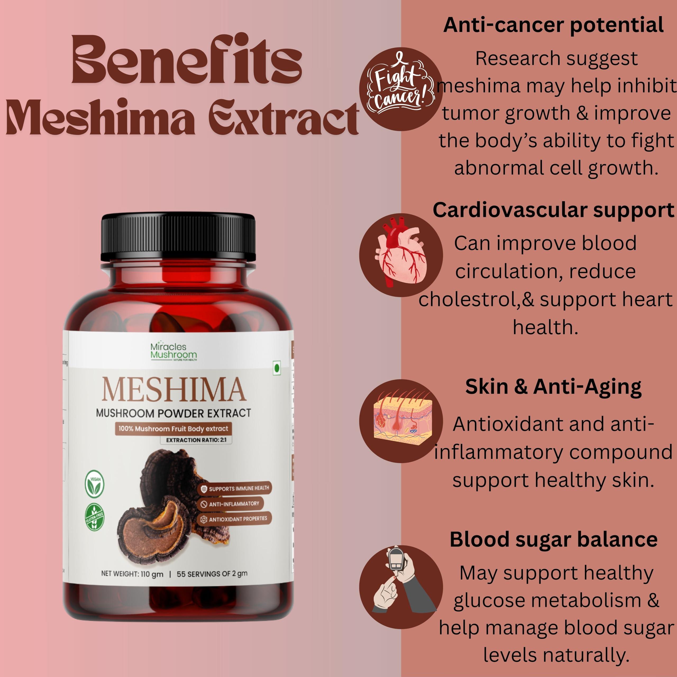 Miracles Mushroom Miracles Mushroom Meshima Mushroom Extract Powder,Immune Support, Anti-Inflammatory & Antioxidant, Strength 2:1, 55 Servings (110 gm)