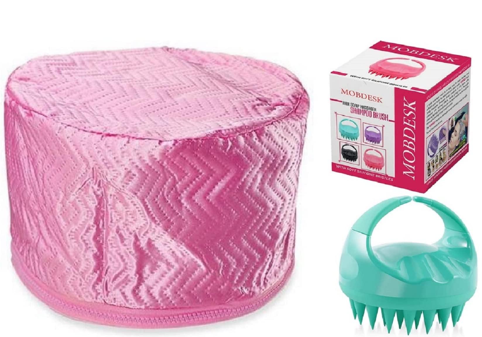MOBDESK MOBDESK Hair Care Thermal Head Spa Cap & Hair Massager Treatment With Nourishing Heating Cap Hair Spa Steamer Hair Shampoo Brush Silicone|Massager For Hair Growth Head Massager Steamer - 4764