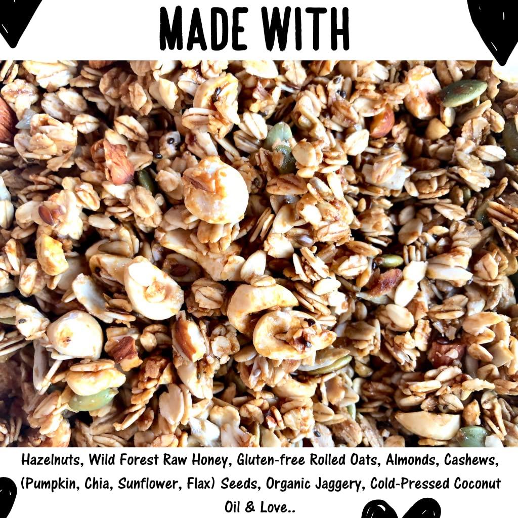 LoveArth LoveArth - Honey Hazelnut Granola (250 Grams) | No Added Sugar - Breakfast Cereal | Made with Clean Ingredients & Love