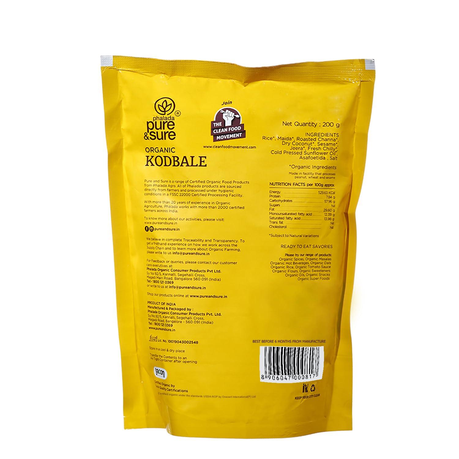 Phalada Pure & Sure Pure & Sure Organic Kodubale/Murukku 200gm (Pack Of 3)| Tradtional South Indian Snacks | Ready to Eat Healthy Tea Time Snacks | No Artificial Flavours & Preservatives