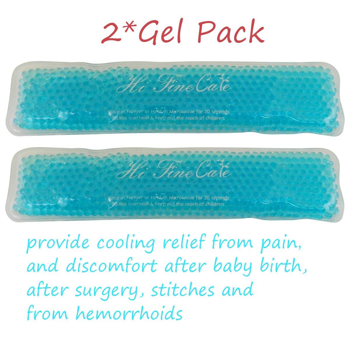 HI FINE CARE Reusable Perineal Cooling Pad for Postpartum & Hemorrhoid Pain Relief, Hot & Cold Packs for Women After Pregnancy and Delivery, 2 Ice Pack and 3 Cover (Blue)