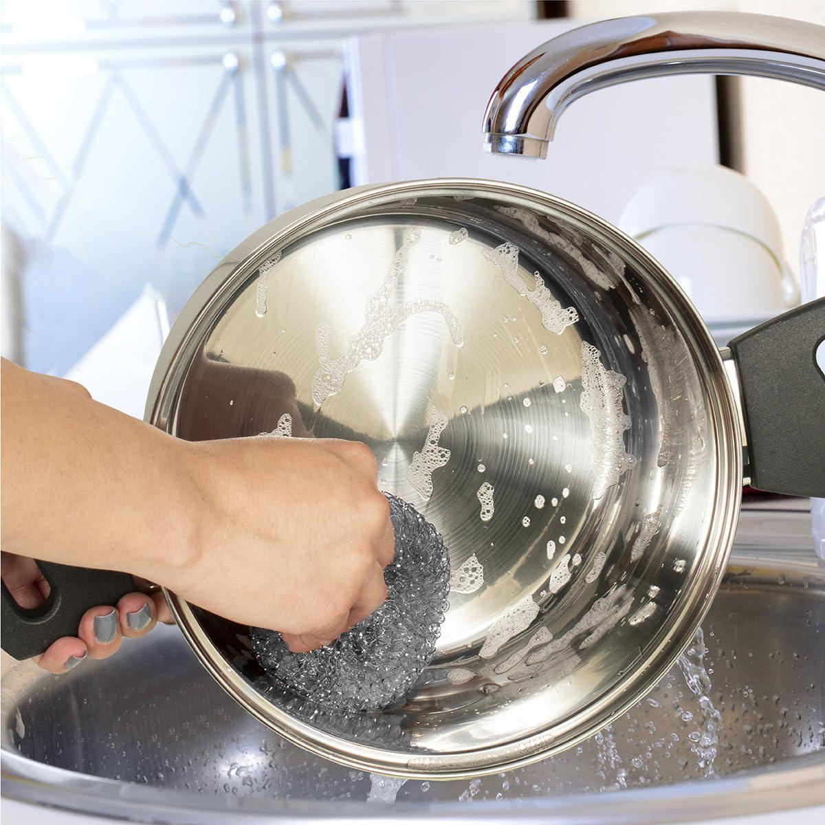 Pine-Sol Pine-Sol Heavy-Duty Stainless Steel Scrubbers | Won’t Rust or Splinter | Scrub Sponges for Cast Iron, Oven Racks, Grills, 4 Pack